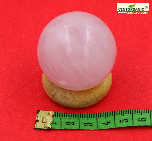 Centorganic Sphatik Rose Quartz Crystal Healing Sphere Ball, Natural Rose Quartz Reiki semi-precious Stones Crystal 40mm Size (100-150 Gm Weight)
