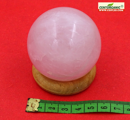 Centorganic Sphatik Rose Quartz Crystal Healing Sphere Ball, Natural Rose Quartz Reiki semi-precious Stones Crystal 50 mm Size (200-250 Gm Weight)