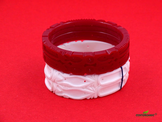 Centorganic Sona Badhano Sakha Pola for women (Small Fish Design), one pair each of sakha and red pola with free wooden jewellery box. (Design code: CS720BA)