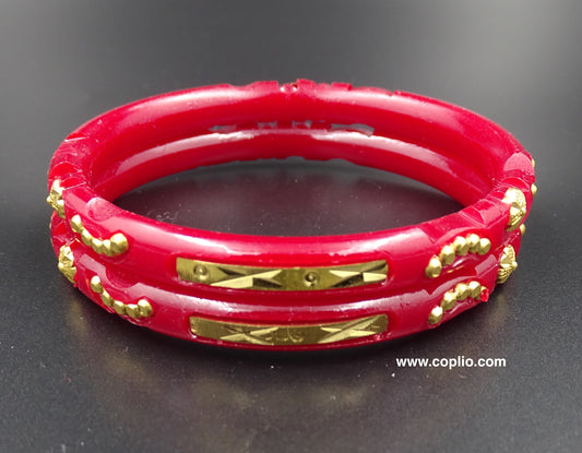 Red Pola Bangle, Gold Plated, Design: 8MM1S