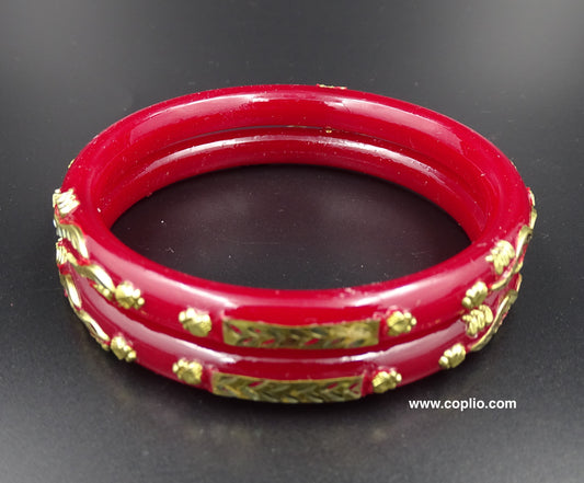 Red Pola Bangle Gold Plated, Design: 8MMSS