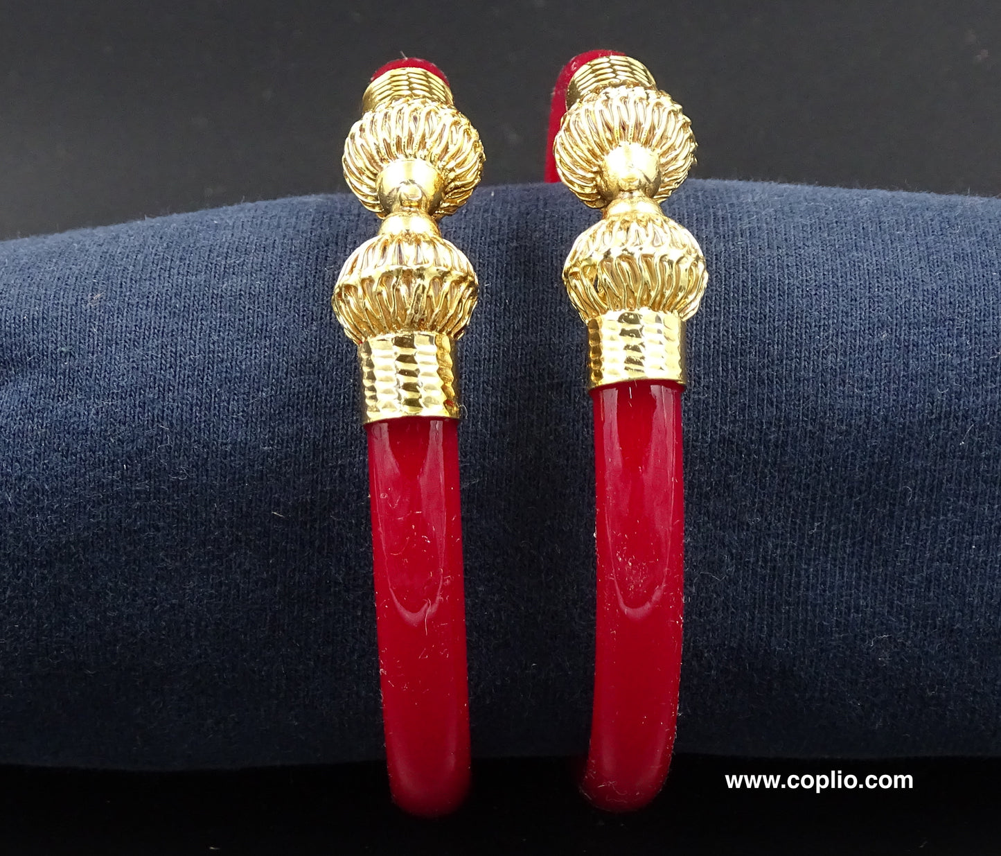 Gold Plated Mukh Red Pola Bangle.( Design Code: MP101 )