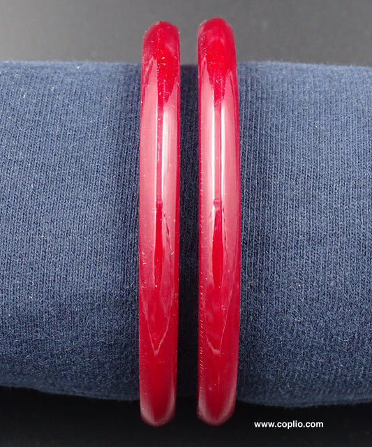 Traditional Bengali Plain Pola Bangle, Dark Red (Thickness 6mm)