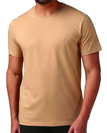 Men's 100% Cotton Biowash Round Neck T-Shirt | Half Sleeves | Regular Fit | Solid Colour | Premium Quality
