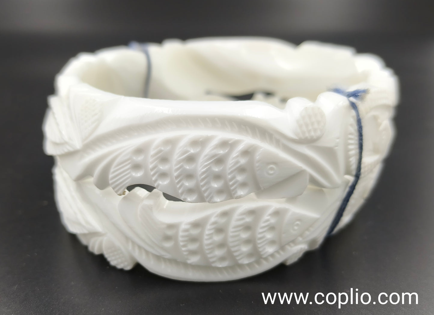 Centorganic Mota Sakha Bangle for women, Big fish with Peacock Design, One pair of thick conch shell bangle (Design Code: CMS05)