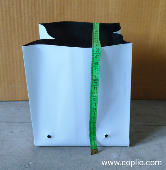 Realplant UV Treated Poly Grow Bag 6x8 inch for Terrace Gardening, White Outside Black Inside, Thick long lasting (pack of 5)