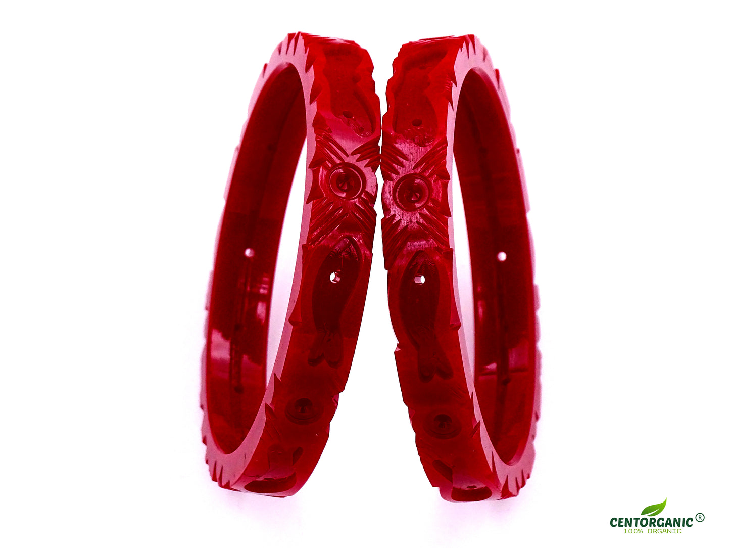 Centorganic Sona Badhano Sakha Pola for women (Fish and Butterfly Design), one pair each of sakha and red pola with free wooden jewellery box. (Design code: CS710BA)