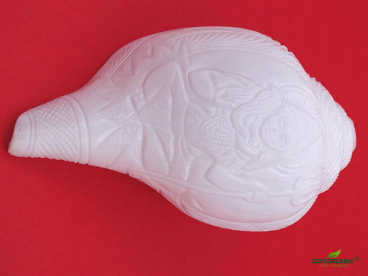 Centorganic Original Shankh Lord Shiva murti carving in sitting position , Beautiful Handicraft big Carving Blowing Shankh, Natural Conch Shell Horn Rare Collectibles (22 CM, 1200 GRAMS)