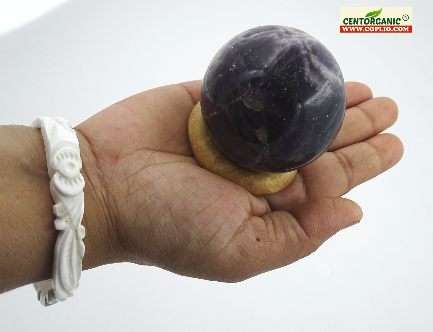 Centorganic Amethyst Sphere Ball, Natural Amethyst Crystal Polished Stones, Polished Reiki Crystal Ball, Amethyst Healing Globe, Reiki semi-precious Stones Crystal 50mm Size (250-300 Gm Weight)