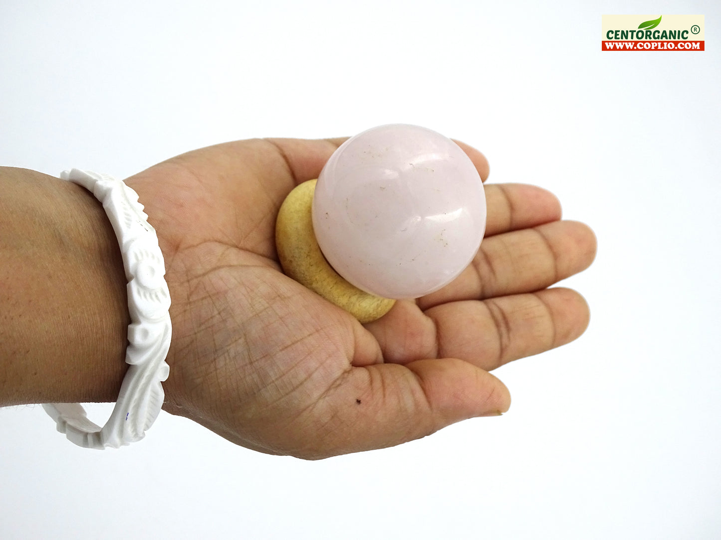 Centorganic Sphatik Rose Quartz Crystal Healing Sphere Ball, Natural Rose Quartz Reiki semi-precious Stones Crystal 40mm Size (100-150 Gm Weight)