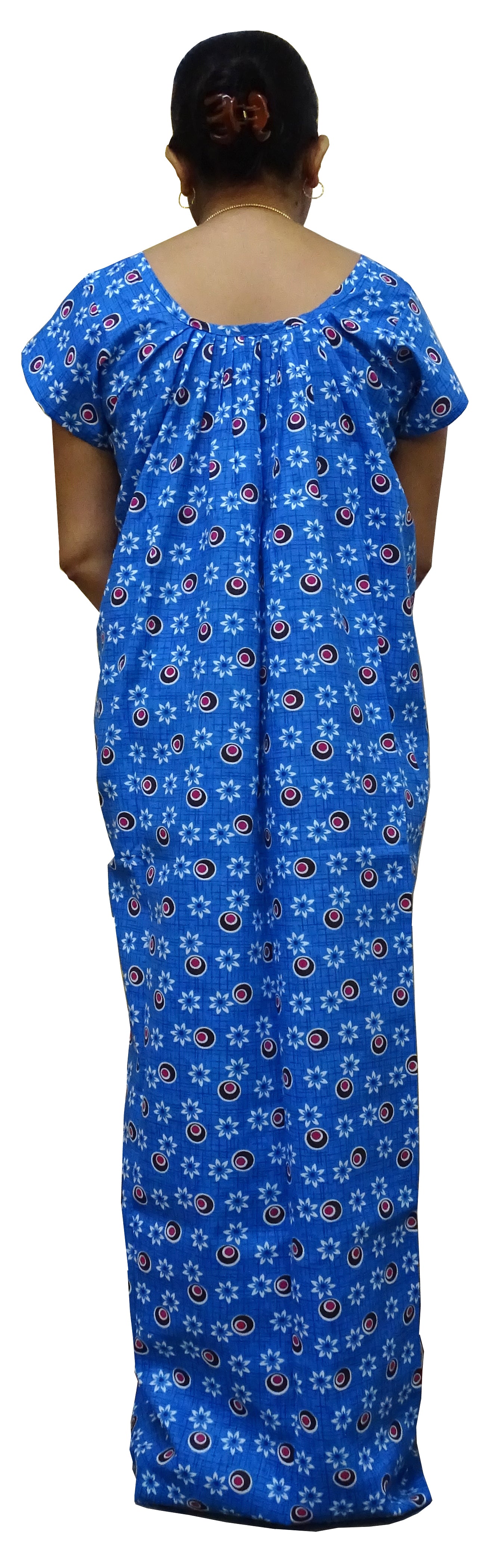 Nighty for Women Cotton Printed, Free Size, Blue Colour (Pack of 1)