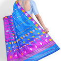 Dhakai Soft Jamdani Bengal saree for women sky blue colour, All Over Tulip weaving Design