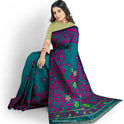 Dhakai Soft Jamdani Bengal saree for women Dark Green and Pink colour combination, All Over Weaving Design Lota Pata Phool