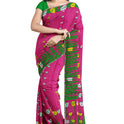Dhakai Soft Jamdani Bengal saree for women pink colour, All Over Tulip weaving Design