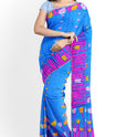 Dhakai Soft Jamdani Bengal saree for women sky blue colour, All Over Tulip weaving Design