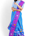 Dhakai Soft Jamdani Bengal saree for women sky blue colour, All Over Tulip weaving Design