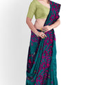 Dhakai Soft Jamdani Bengal saree for women Dark Green and Pink colour combination, All Over Weaving Design Lota Pata Phool