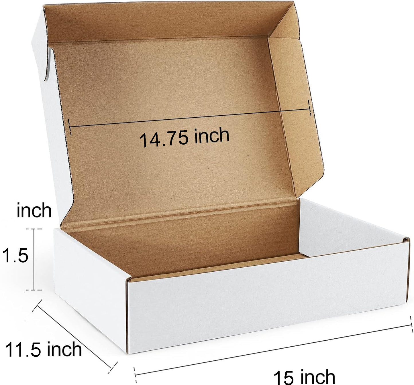 Premium quality 15X11.5X1.5 inch self-lock white laminated 3ply corrugated box Pack of - 3