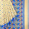 Dhakai Soft Jamdani Bengal saree for women ivory and blue colour combination, All Over Weaving Korat Design