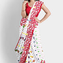 Dhakai Soft Jamdani Bengal saree for women White and Red Combination, All over Floral Design