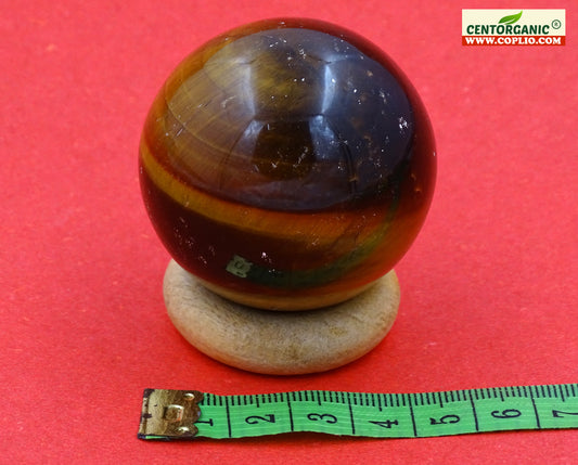 Centorganic Tiger's Eye Sphere Ball, Natural Tiger's Eye Crystal Polished Stones, Polished Reiki Crystal Ball, Tiger's Eye Healing Globe, Reiki semi-precious Stones Crystal 40mm Size (150-200 Gm Weight)