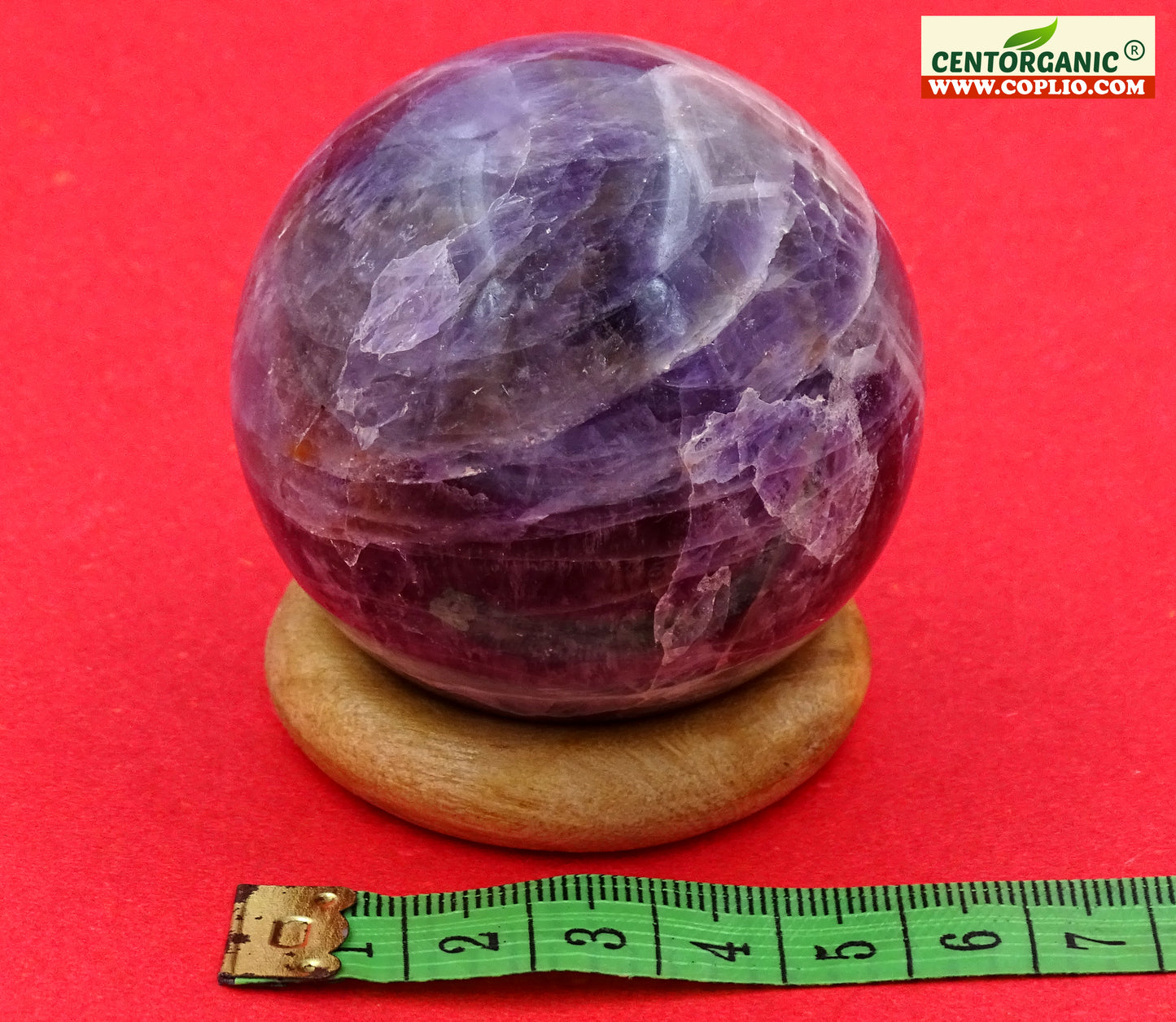Centorganic Amethyst Sphere Ball, Natural Amethyst Crystal Polished Stones, Polished Reiki Crystal Ball, Amethyst Healing Globe, Reiki semi-precious Stones Crystal 40mm Size (150-200 Gm Weight)