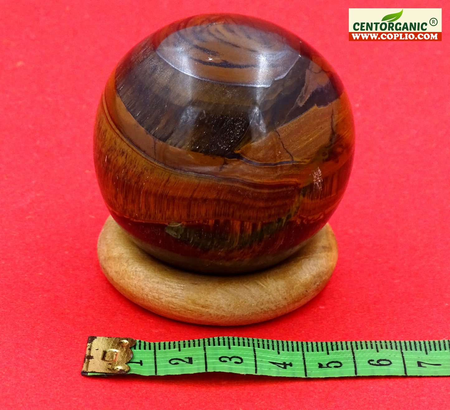 Centorganic Tiger's Eye Sphere Ball, Natural Tiger's Eye Crystal Polished Stones, Polished Reiki Crystal Ball, Tiger's Eye Healing Globe, Reiki semi-precious Stones Crystal 50mm Size (200-250 Gm Weight)