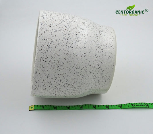 Centorganic Drum Shape Ceramic Big Planter for plants with Base plate, White Colour.