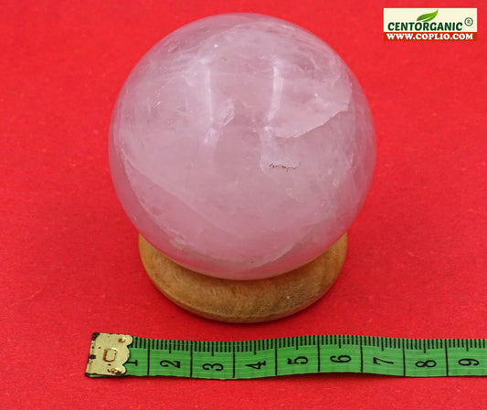Centorganic Sphatik Rose Quartz Crystal Healing Sphere Ball, Natural Rose Quartz Reiki semi-precious Stones Crystal 60mm Size (300-350 Gm Weight)