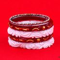 Centorganic sakha pola bangles for women, one pair each of sakha, red pola and iron noa, with free wooden jewellery box. (Design code: CSBM36)