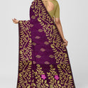 Dhakai Soft Jamdani Bengal saree for women Violet Colour, All over Floral Design