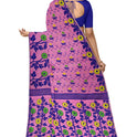 Dhakai Soft Jamdani Bengal saree for women Pink and Blue Combination, All Over Weaving Floral Design.