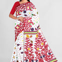 Dhakai Soft Jamdani Bengal saree for women White and Red Combination, All over Floral Design