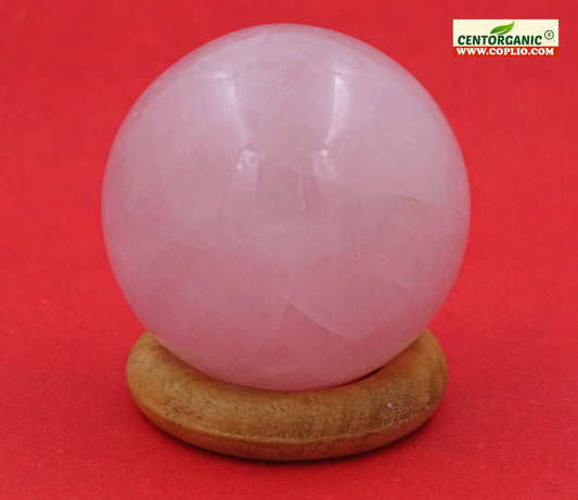 Centorganic Sphatik Rose Quartz Crystal Healing Sphere Ball, Natural Rose Quartz Reiki semi-precious Stones Crystal 50 mm Size (200-250 Gm Weight)