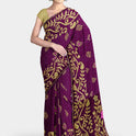 Dhakai Soft Jamdani Bengal saree for women Violet Colour, All over Floral Design