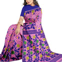 Dhakai Soft Jamdani Bengal saree for women Pink and Blue Combination, All Over Weaving Floral Design.