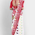 Dhakai Soft Jamdani Bengal saree for women White and Red Combination, All over Floral Design