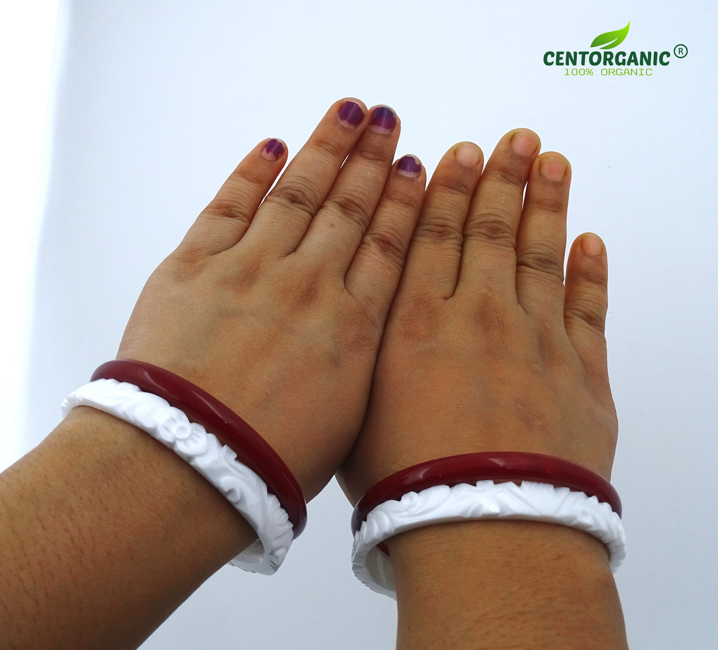 Centorganic Chur Sankha Pola bangles for women, a pair of original sankha and bengali pola (Design code: CSAPO85)