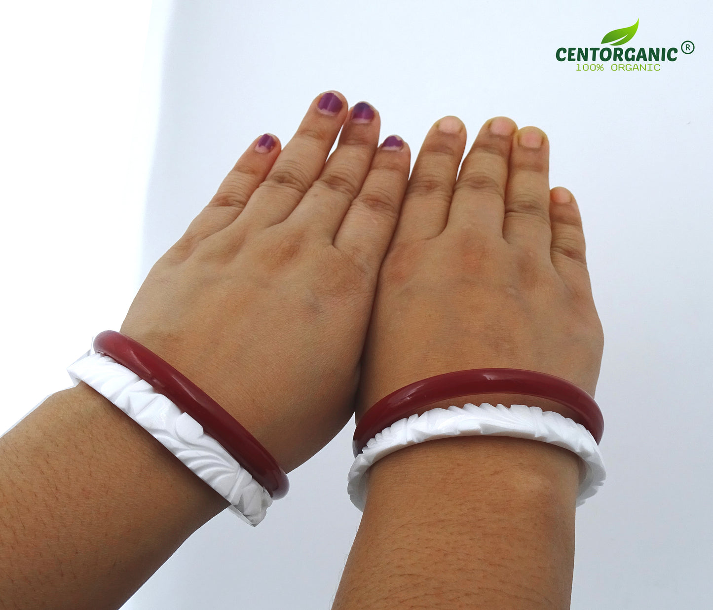 Centorganic Chur Sankha Pola bangles for women, a pair of original sankha and bengali pola (Design code: CSAPO83)