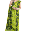 Dhakai Soft Jamdani Bengal saree for women Green Colour, All Over Weaving Botgach Design