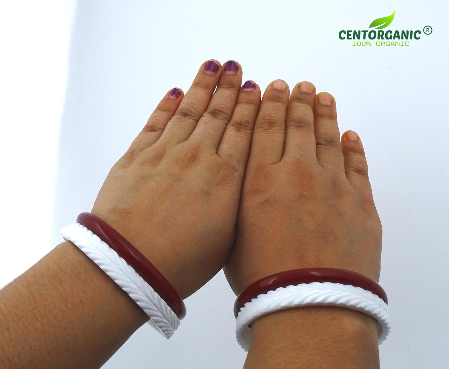 Centorganic Chur Sankha Pola bangles for women, a pair of original sankha and bengali pola (Design code: CSAPO82)