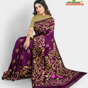 Dhakai Soft Jamdani Bengal saree for women Violet Colour, All over Floral Design