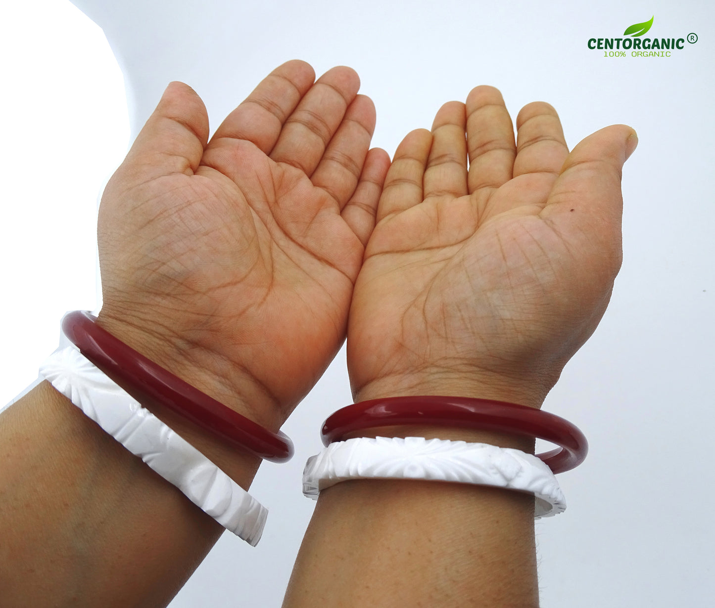 Centorganic Chur Sankha Pola bangles for women, a pair of original sankha and bengali pola (Design code: CSAPO84)