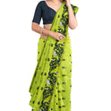Dhakai Soft Jamdani Bengal saree for women Green Colour, All Over Weaving Botgach Design
