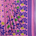 Dhakai Soft Jamdani Bengal saree for women Pink and Blue Combination, All Over Weaving Floral Design.