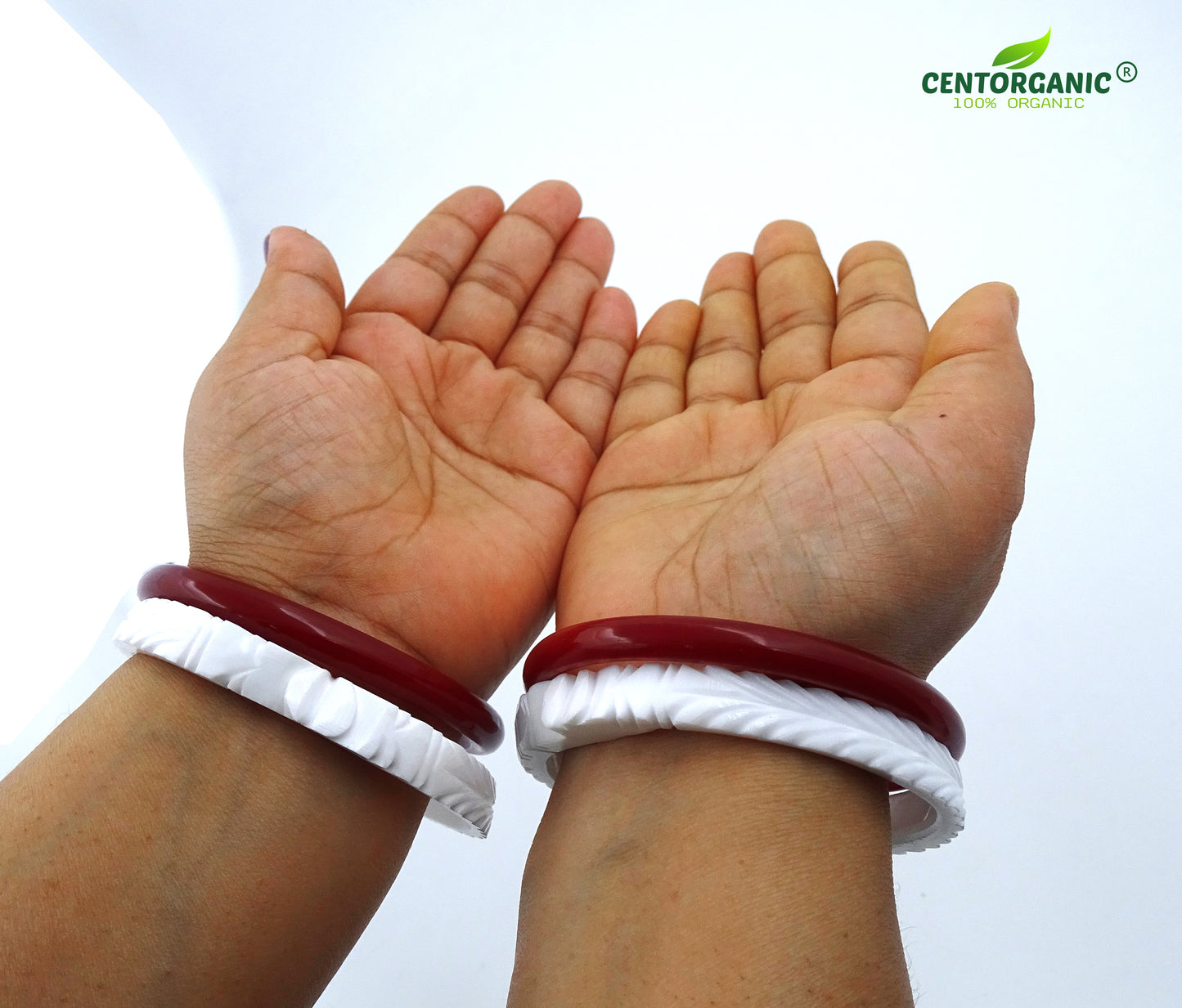 Centorganic Chur Sankha Pola bangles for women, a pair of original sankha and bengali pola (Design code: CSAPO82)