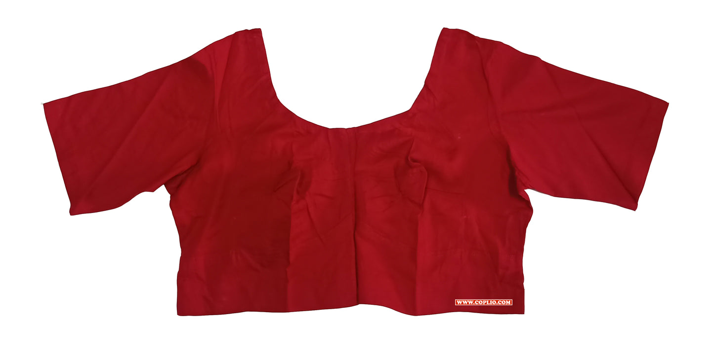 XYZ Earth Fashion Women's Blouse Rubia Soft Cotton, Half Sleeve, Readymade, Round Neck, Front Hook, Red colour.