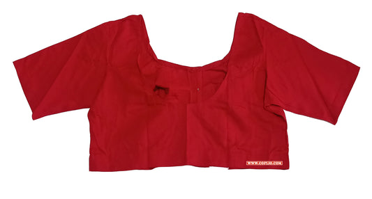 XYZ Earth Fashion Women's Blouse Rubia Soft Cotton, Half Sleeve, Readymade, Round Neck, Front Hook, Red colour.