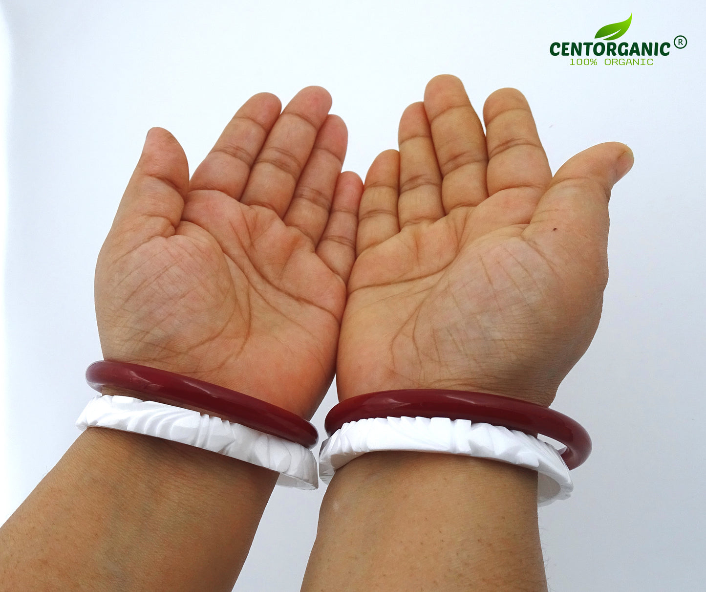 Centorganic Chur Sankha Pola bangles for women, a pair of original sankha and bengali pola (Design code: CSAPO83)