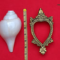 Centorganic Blowing Shankh for Pooja Original Conch Shell with Brass Stand (6.5 Inch, Big)